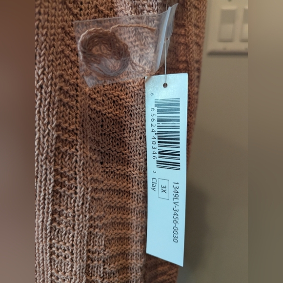 Tribal Sleeveless Cotton Round Neck Sweater Split Hem Coral/Clay Sz 3x NWT - Picture 12 of 17